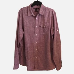 Michael Kors Tailored Classic Linen Button Down Shirt